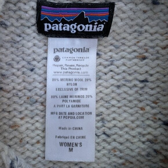 Patagonia Ranchito Pullover Hoodie Women's M White Tight-Knit Quarter Button - Picture 2 of 5